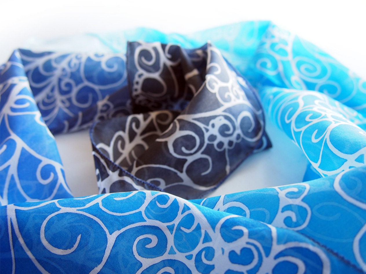 Ice scarf silk scarf FROST hand painted silk scarves Etsy