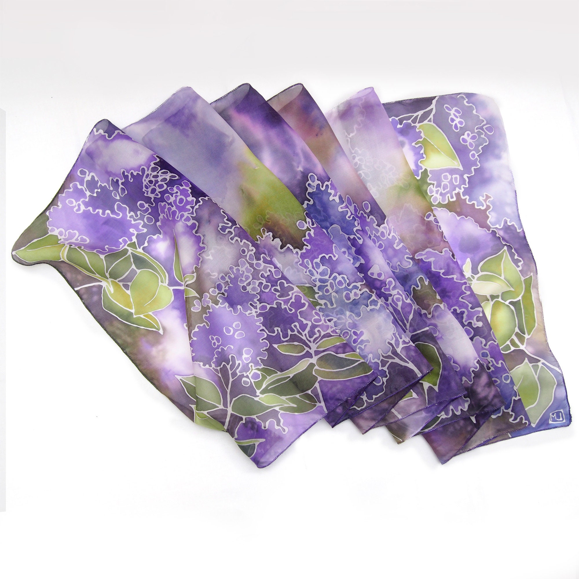 Écharpe En Soie Violette à Motif Fleuri - Légère, Douce Et Chaude - Neuf Avec étiquettes