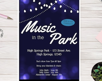 Concert Flyer and Poster Template, Music in the Park, Summer Music Series, City Concert series, Editable Event Flyer, easy to use template