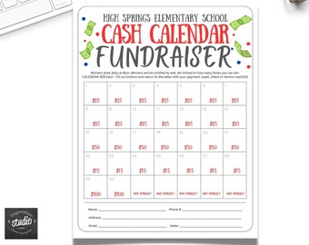 Cash Calendar Fundraiser Flyer Template, School, PTA, PTO, Community Nonprofit Charity Editable, Easy to use Canva Template, Edit yourself