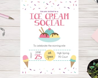 Ice Cream Social Flyer | Editable Template for School and Church Events