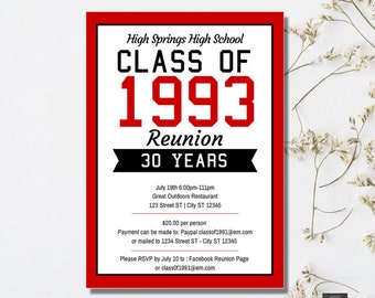 High School Reunion Template, College Reunion, Printable Invitation, Pick your school colors, Easy to use Template, edit yourself