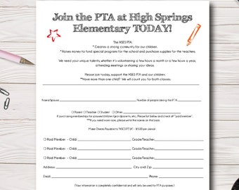 Pta Membership Form - Etsy