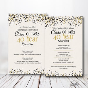 High School Reunion Template, College Reunion, Printable Program Double Sided, Pick your school colors, Easy to use Template, edit yourself