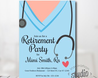 Invitación de jubilación para enfermeras / Plantilla para fiesta de enfermeras registradas (Descarga digital)