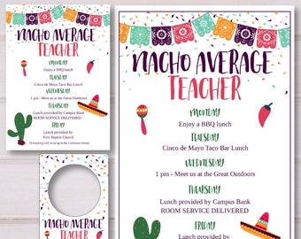 Nacho Average Teachers | Teacher Appreciation Week - Poster, Invite, Door Hangers Template |  PTA, PTO | School TAW | Easy to use Template