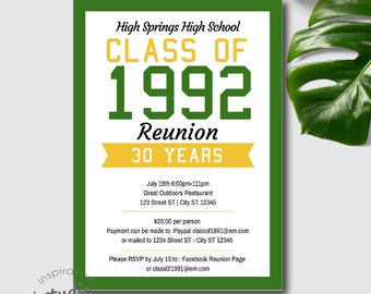 High School Reunion, College Reunion, Printable Invitation, Pick your school colors, Easy to use Template, edit yourself