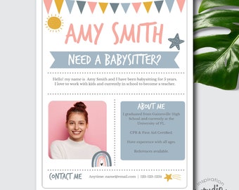 Babysitter Flyer Template | Babysitter Services | Childcare Services | Nanny Flyer | Easy to use template | Caretaker Advertisement