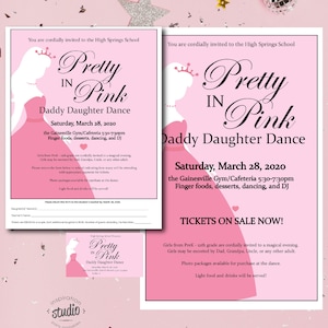 Pretty in Pink Vater Tochter Tanz Printable Packet - Flyer, Tickets, Poster Vorlage, Daddy und Tochter Tanz