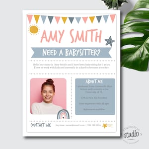 Babysitter Flyer Template Babysitter Services Childcare Etsy