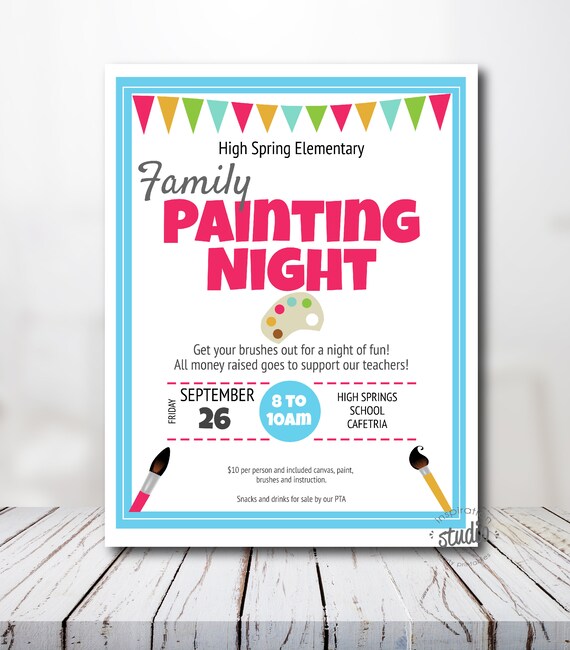 Family painting night event flyer template art night etsy
