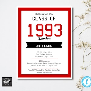 High School Reunion Template | College Reunion | Printable Invitation | Pick your school colors | Easy to use Template | 8.5&quot; x 11&quot;
