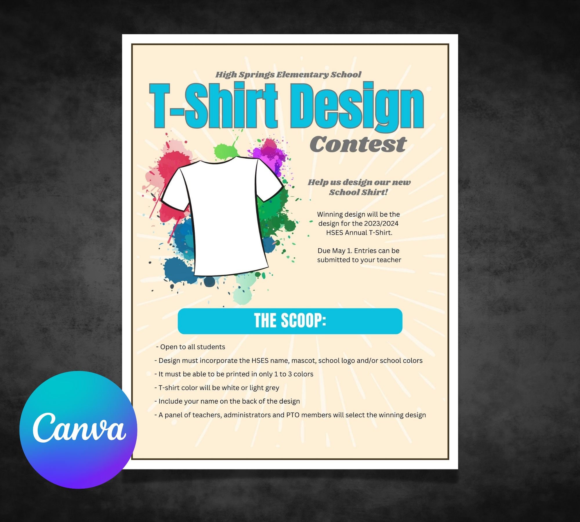 T-shirt Design Contest Flyer Custom Printable Flyer School 