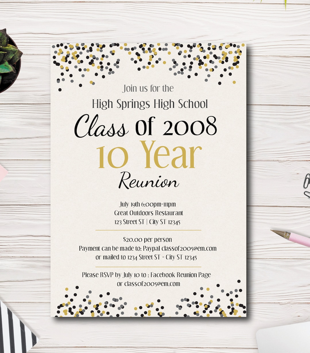 High School Reunion College Reunion Printable Invitation AND - Etsy