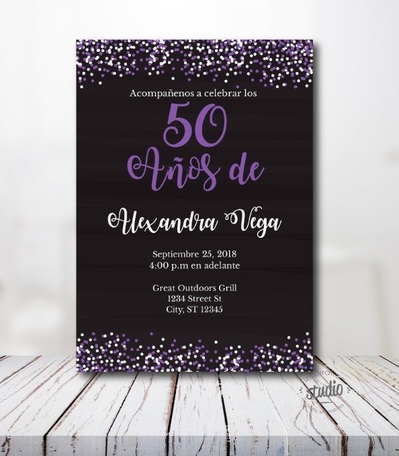 50 Años De, Invitación De Cumpleaños, Spanish, Español, Invitación De La  Fiesta De Cumpleaños Número 50, Easy to Use Template, 50 Birthday -   Sweden