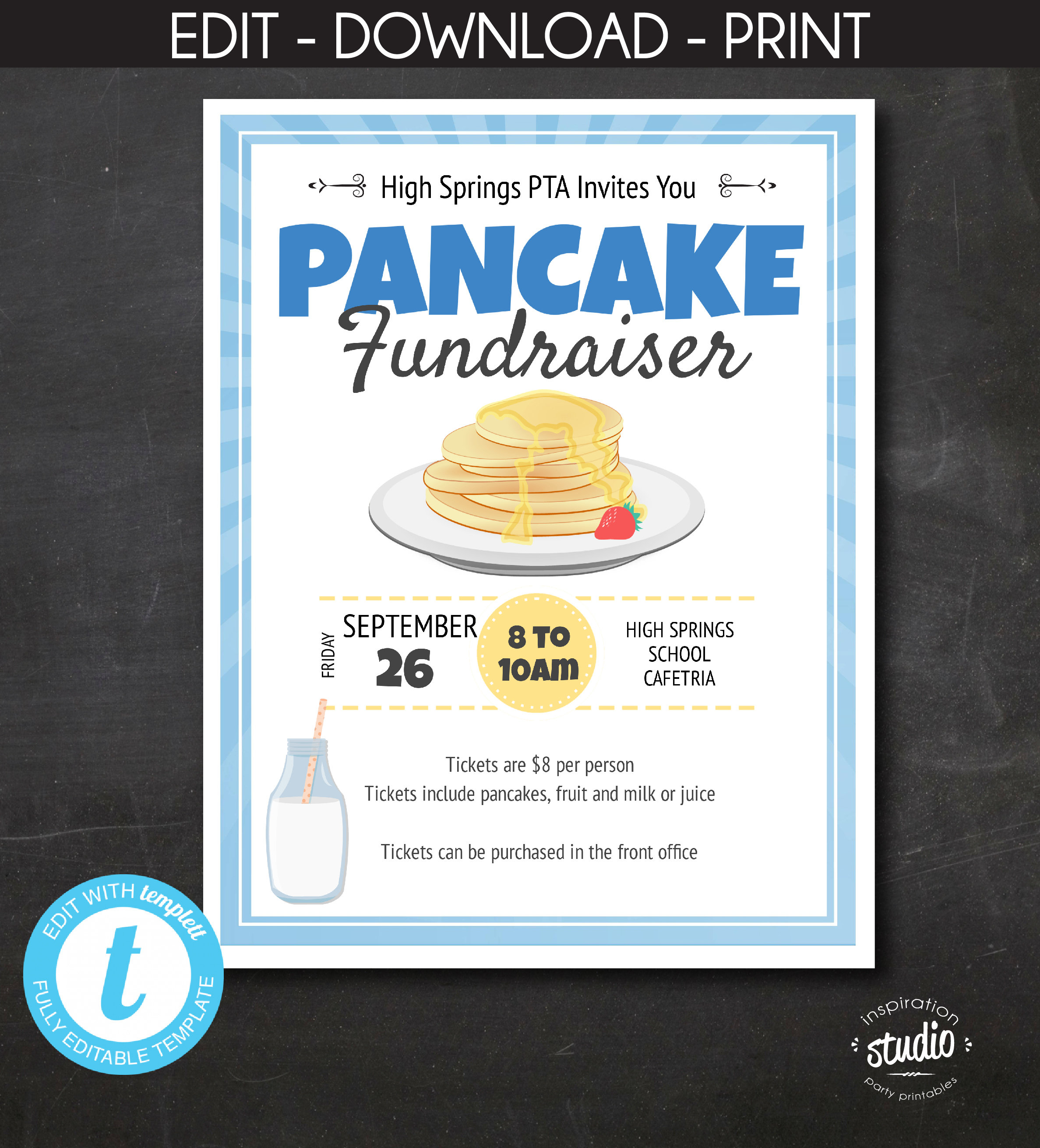 Pancake Breakfast Fundraiser Flyer and Ticket Template - Etsy España