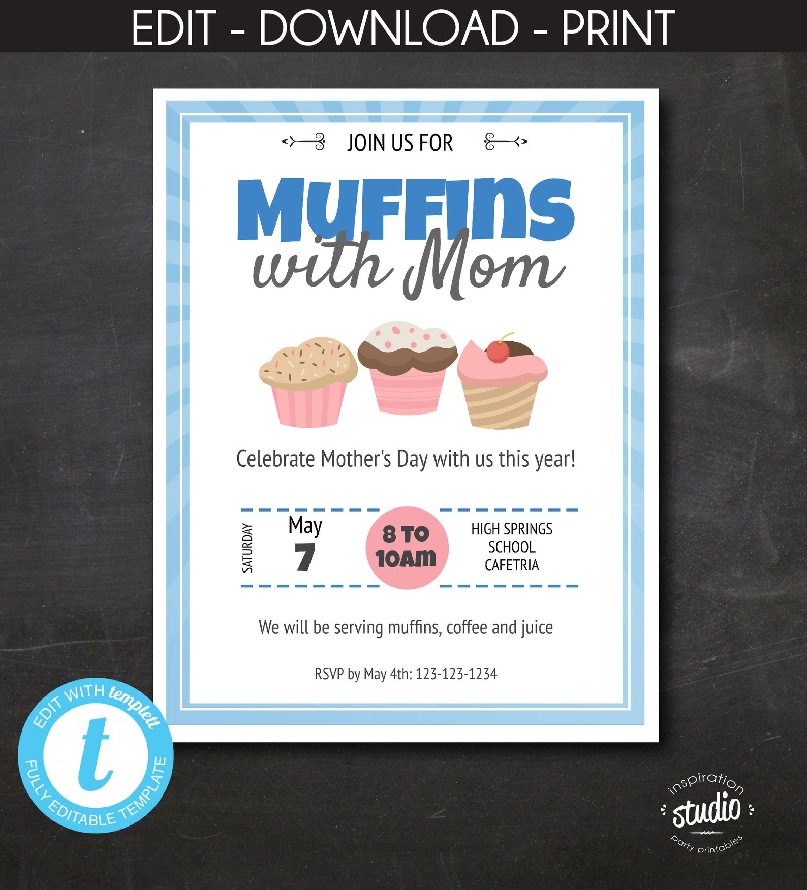 Muffins With Mom Flyer Flyer Template PTA PTO Church Etsy