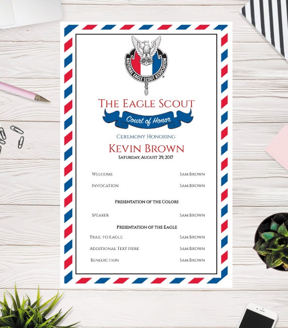 Eagle Scout Court Of Honor Program Boy Scout Program Custom 