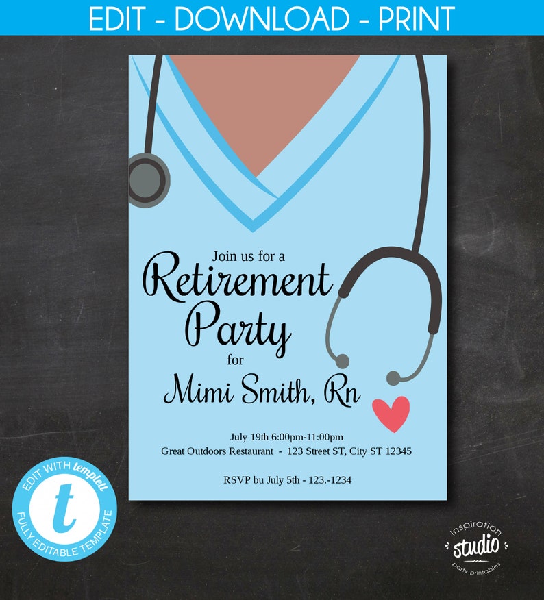 Nurse Retirement Party Invitation Template (Printable) image 5