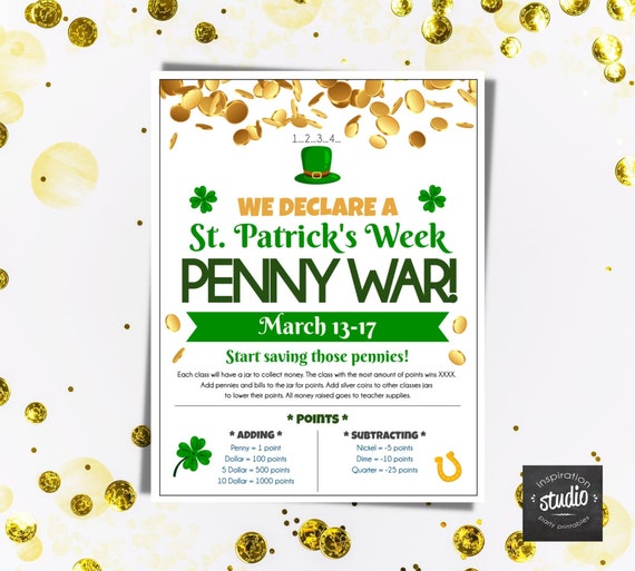 St. Patrick's Day Week Penny War Fundraising Flyer Template, We Declare ...
