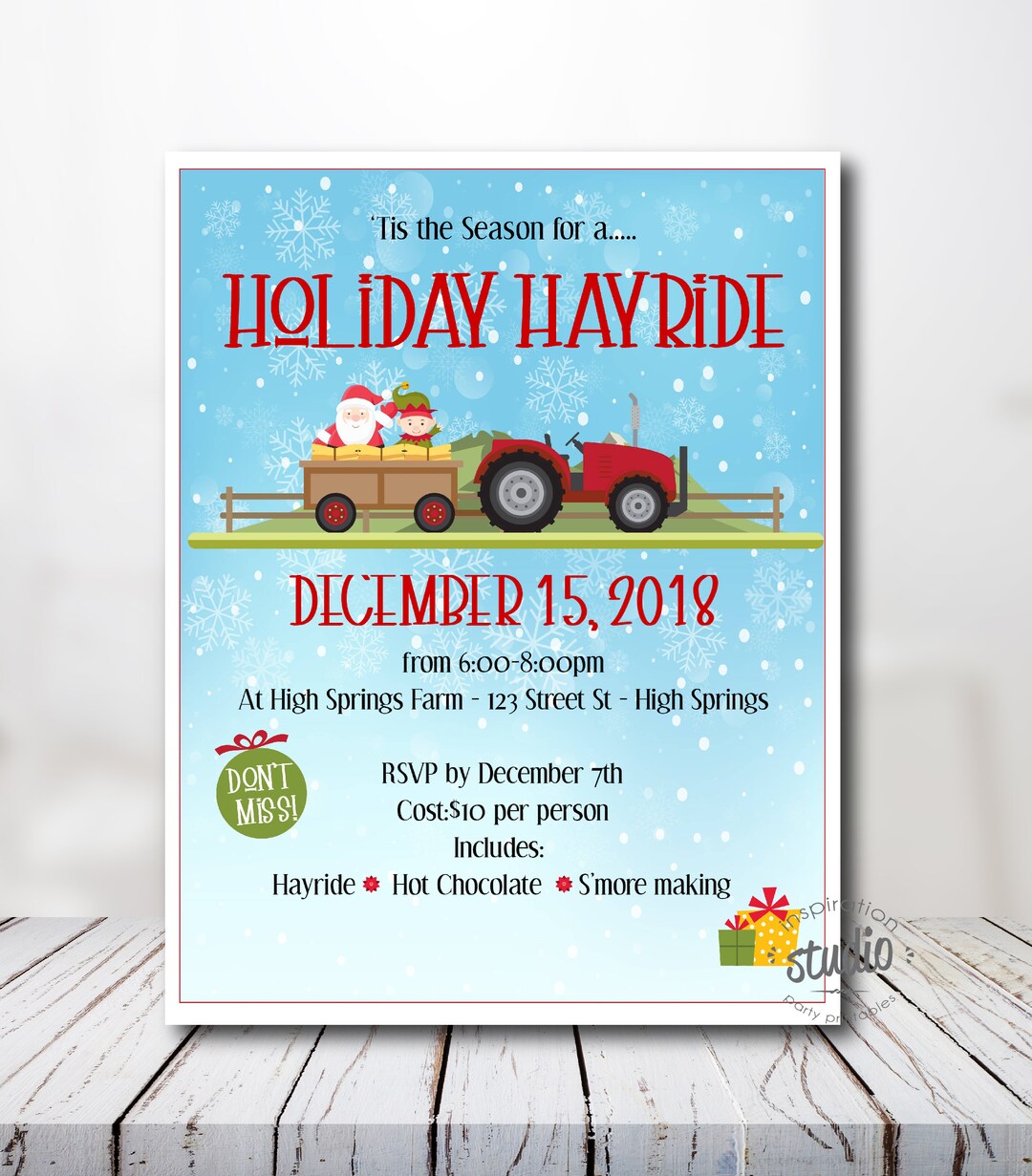 Holiday Hayride Event Flyer Template, Christmas Flyer, Holiday Flyer ...