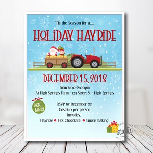 Holiday Hayride Event Flyer Template, Christmas Flyer, Holiday Flyer ...