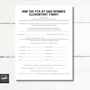 Easy-to-Use PTA, PTO or PTSA Membership Form Printable Template | Editable Canva Template