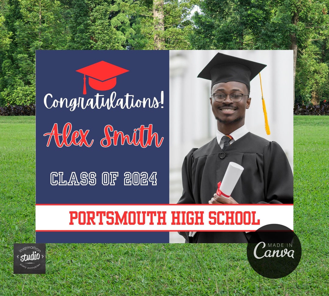Graduation Yard Sign Template With Photo | Class of 2024 Lawn Sign ...