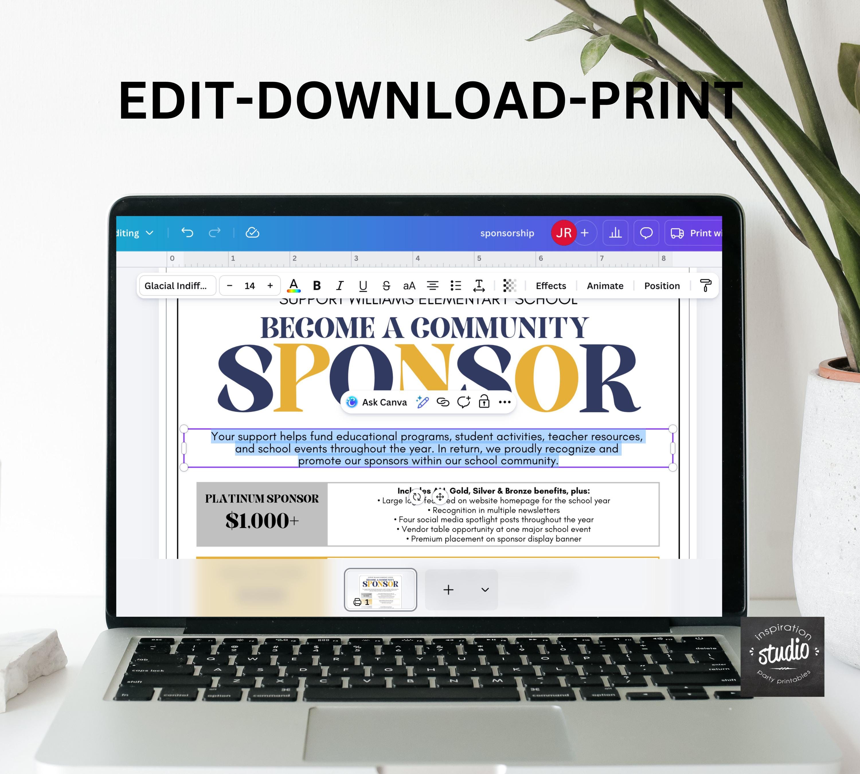 Community Sponsorship Flyer Template | School Sponsor Sign up Form ...