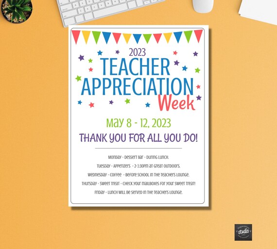 Teacher Appreciation Week Flyer Template Elementary Teacher
