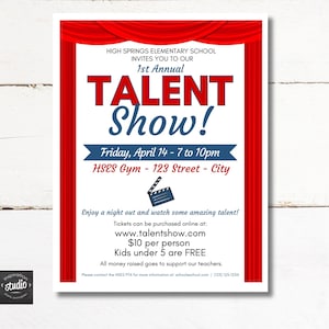Modello fai da te per evento di talent show Canva / Volantino personalizzabile per raccolta fondi per scuole e chiese