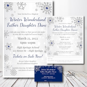 Winter Wonderland Father, Daughter Dance, Event Template Printable Package - Flyer, Tickets, Poster, Daddy Daughter, einfach zu verwendende Vorlage