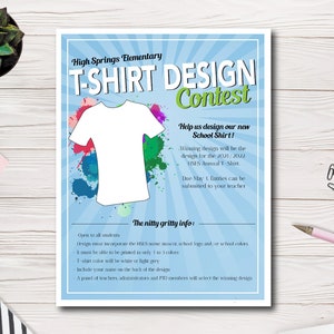 T-shirt Design Contest Flyer Template, PTA, PTO, School, Church Event Flyer, Easy to Use Template, Custom Printable