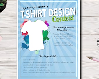 T-shirt Design Contest Flyer Template, PTA, PTO, School, Church Event Flyer, Easy to Use Template, Custom Printable