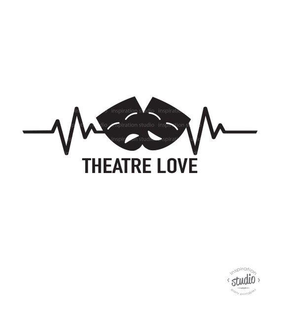 Theatre Love, Theater, Drama and Comedy with Heart Beat, Digital Cut File, svg, png, eps, jpeg, pdf, Instant Download Il_570xn