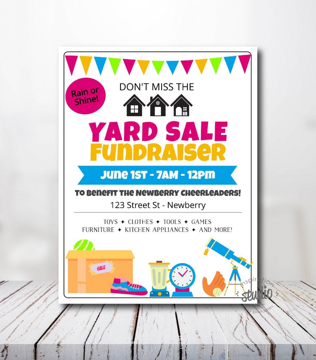 Yard Sale Fundraiser Flyer Template, Spring Garage Sale Flyer