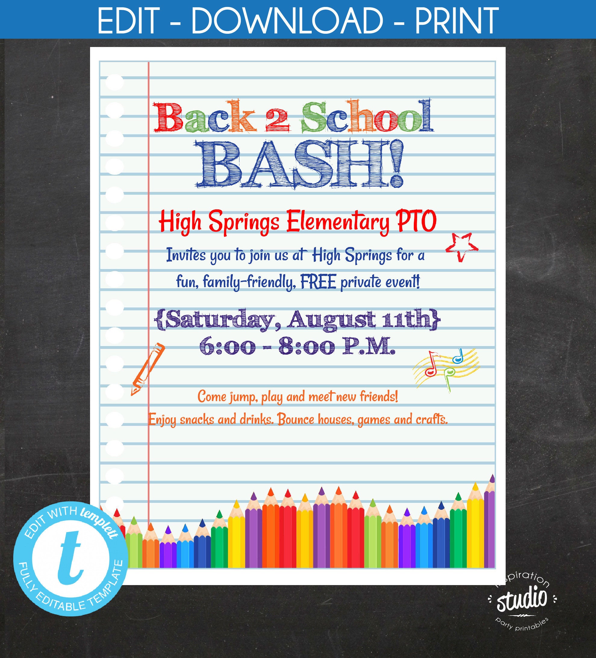 Back To School Bash Event Flyer Back To School Flyer Etsy 日本