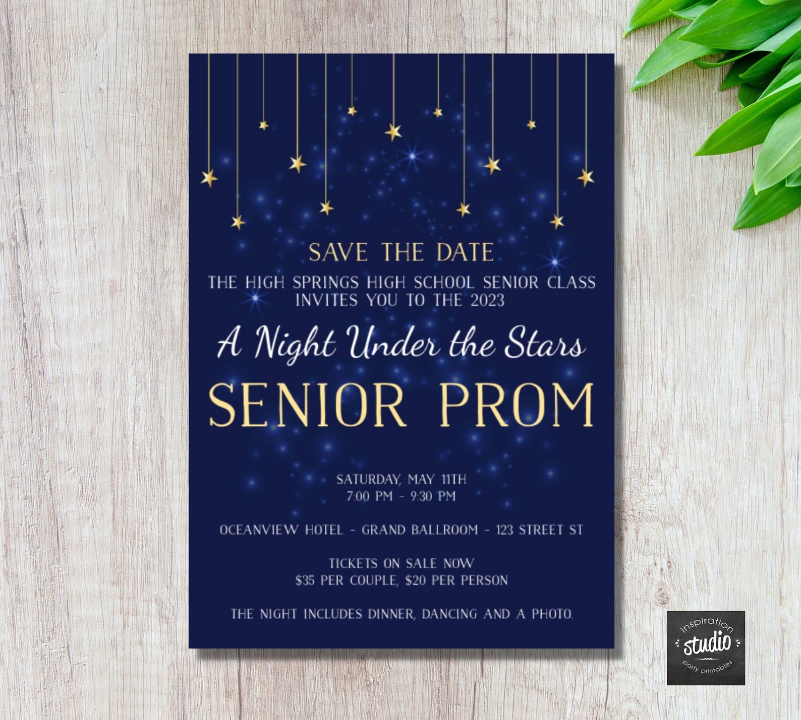 Prom Dadf Ree A Night Under the Stars Prom Invite Template | Save the Date Template ...