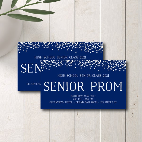 Editable Prom Tickets Template - Senior Prom, Junior Prom, Easy-to-Use for School Dances