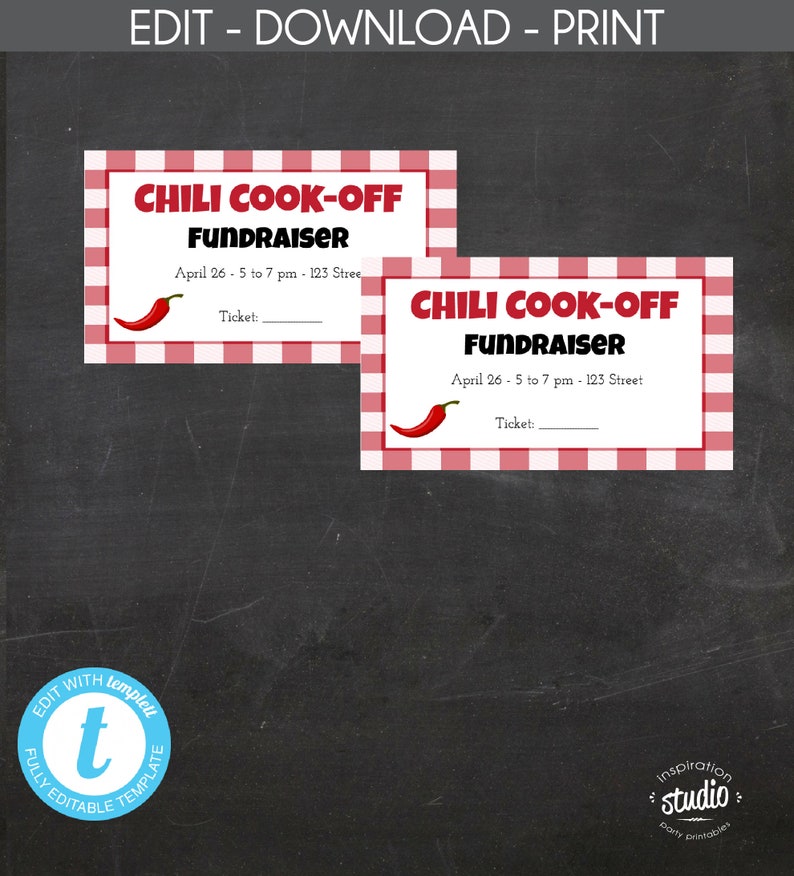 Chili Cookoff Fundraiser Flyer and Tickets Chili Night PTA Etsy