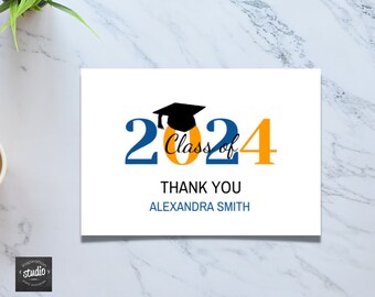 2024 Graduation Thank You Folded Card Template | You pick the colors | Printable, Easy to use Template | Thank you Note | Class of 2024