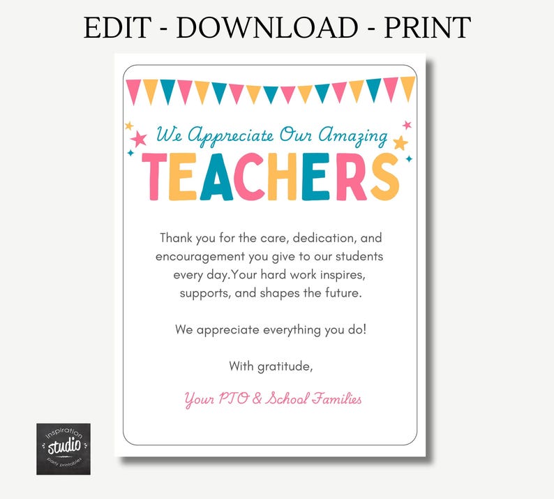 Teacher Appreciation Snack Cart Signs | Menu, Welcome and Thank You ...