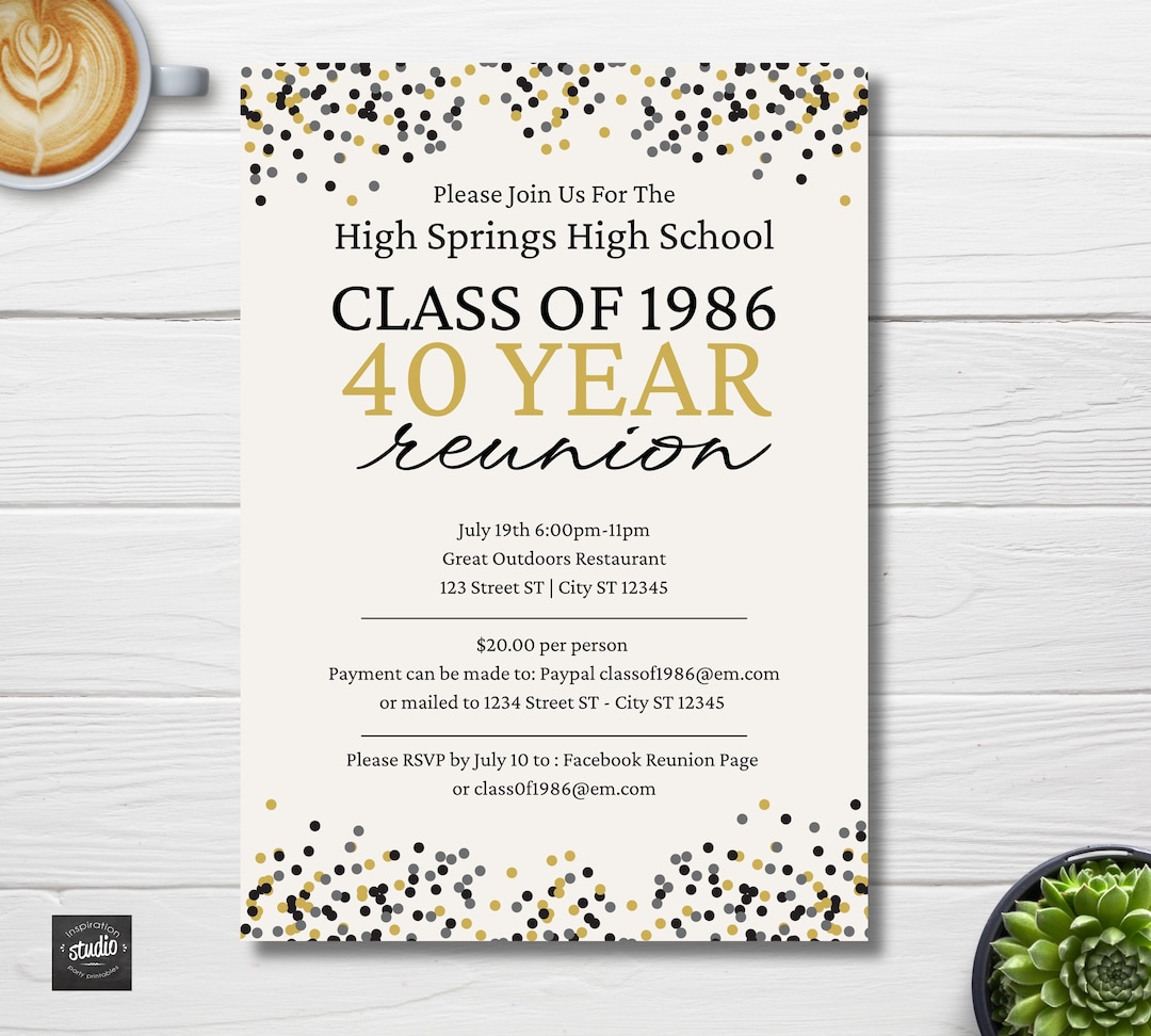 Class Reunion Invitation | Editable Canva Template With Bonus Social ...
