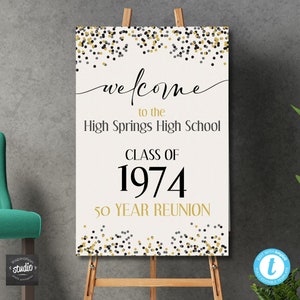 Easy-to-Use High School or College Reunion Welcome Sign Template | Customizable in Your School Colors