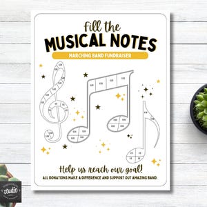 Fill the Musical Notes Marching Band Fundraiser | High School Music Fundraising Flyer | Choir Fundraiser Form | Editable Canva Template