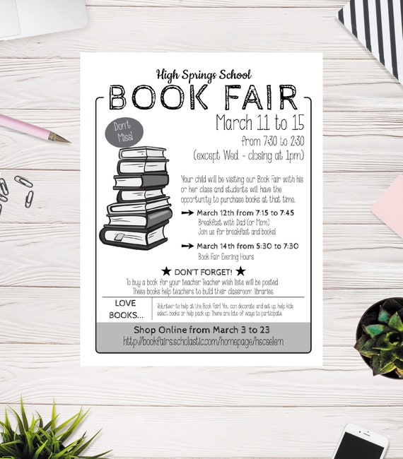 Book Fair Flyer, School Book Fair, PTA, PTO, School Event Flyer, easy Book Fair Flyer, School Book Fair, PTA, PTO, School Event Flyer, easy