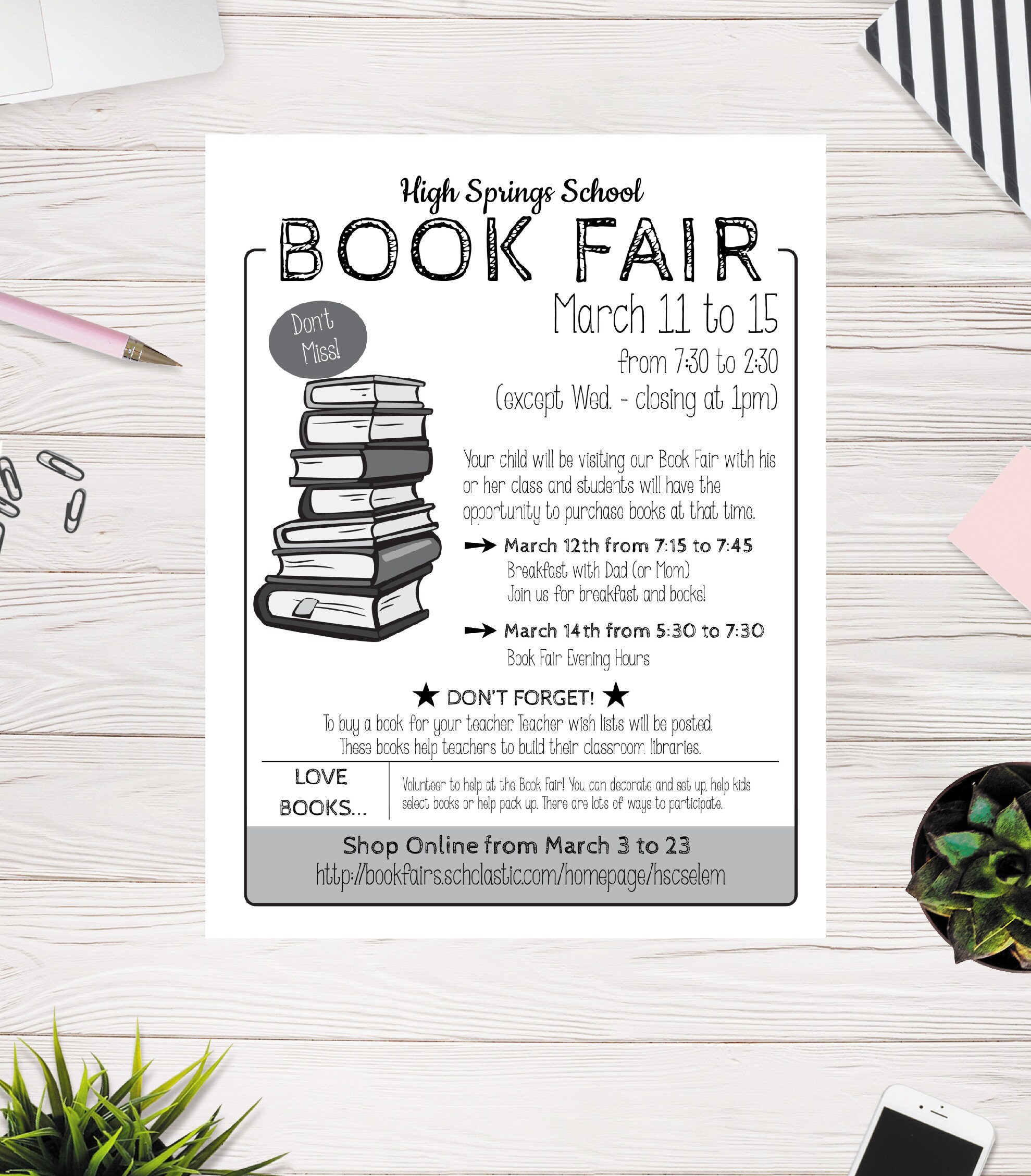Book Fair Flyer, School Book Fair, PTA, PTO, School Event Flyer, easy to  use template, edit yourself In Scholastic Book Fair Flyer Template