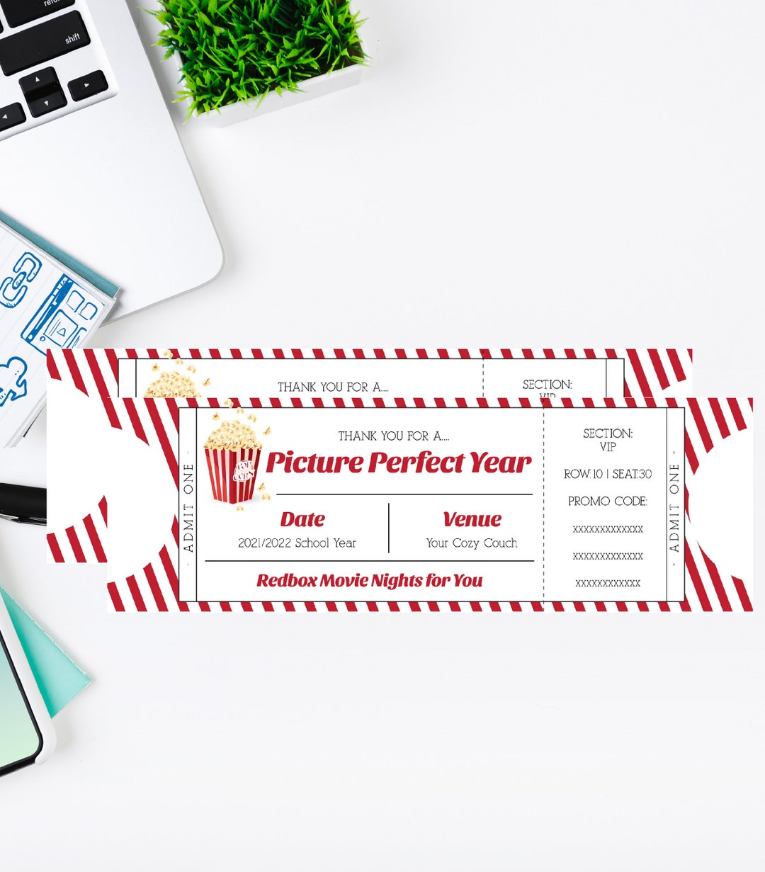 Redbox Movie Ticket Printable Template Teacher Appreciation - Etsy ...