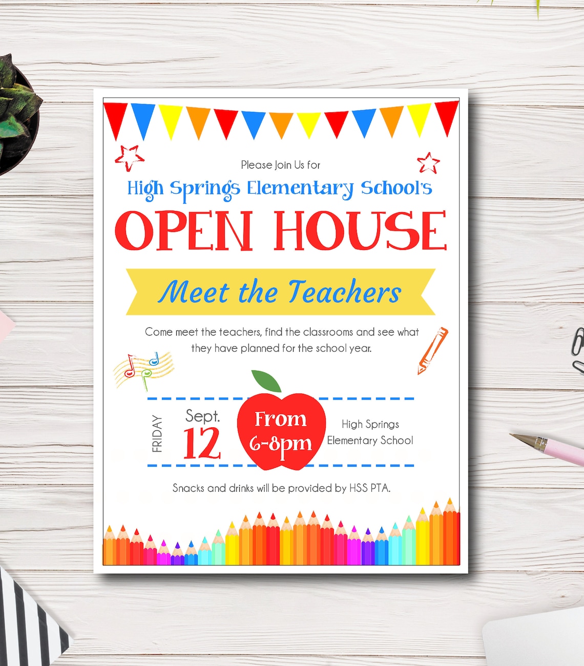 School Open House Flyer Back to School Flyer Template PTA Etsy