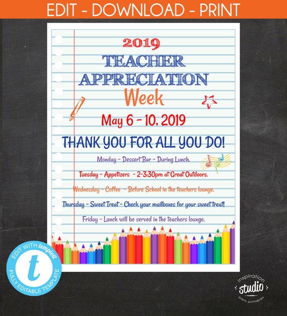 Teacher Appreciation Week Flyer Notebook Elementary Teacher Appreciation PTA PTO School